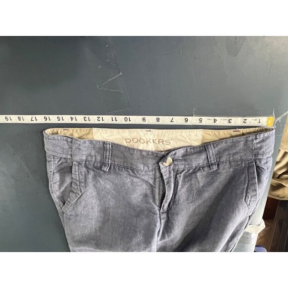 Dockers Womens Blue Linen-Blend Cropped Pants Size 8P Petite lagenlook beachy - Picture 7 of 13